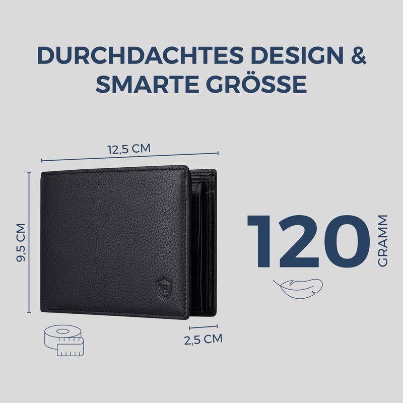 Geldbörse mit RFID-Schutz & 13 Kartenfächer (Genarbt)