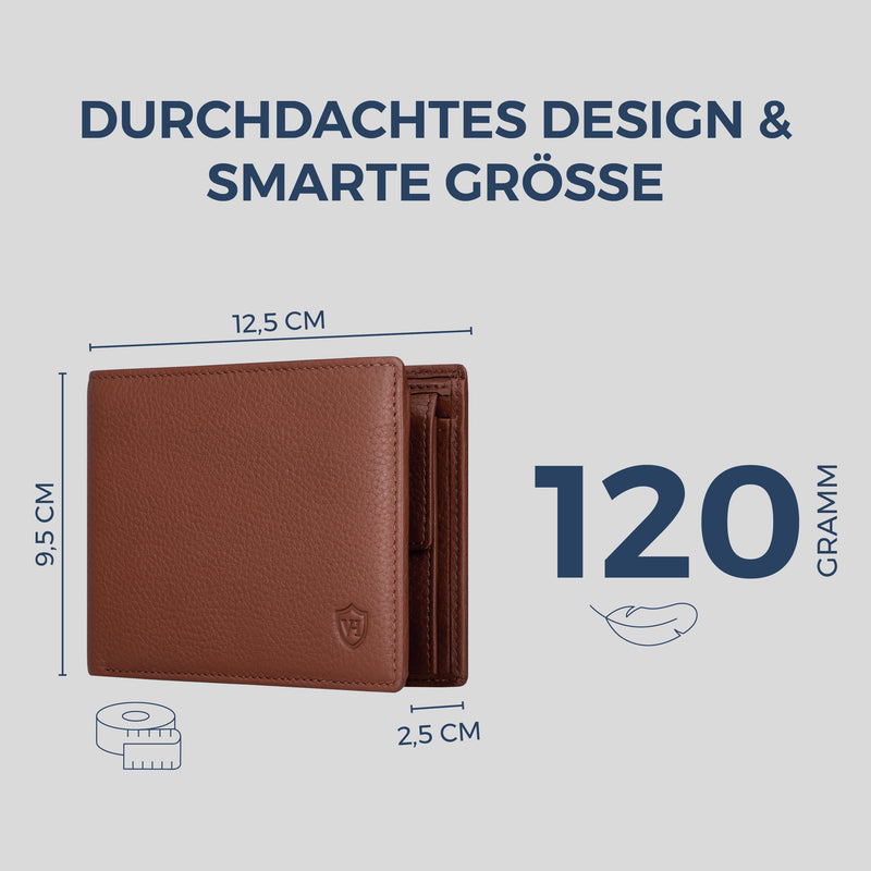Geldbörse mit RFID-Schutz & 13 Kartenfächer (Genarbt)