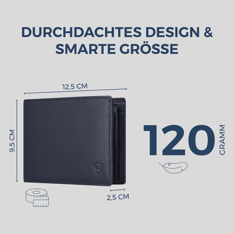 Geldbörse mit RFID-Schutz & 13 Kartenfächer (Genarbt)