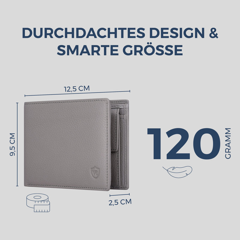 Geldbörse mit RFID-Schutz & 13 Kartenfächer (Genarbt)