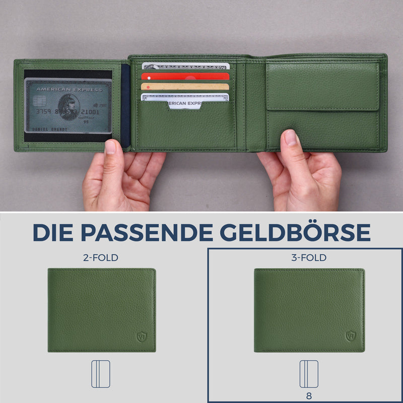 Geldbörse mit RFID-Schutz & 13 Kartenfächer (Genarbt)
