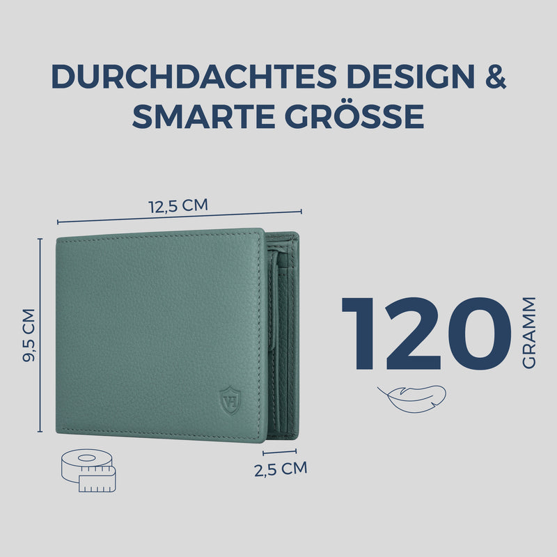 Geldbörse mit RFID-Schutz & 13 Kartenfächer (Genarbt)
