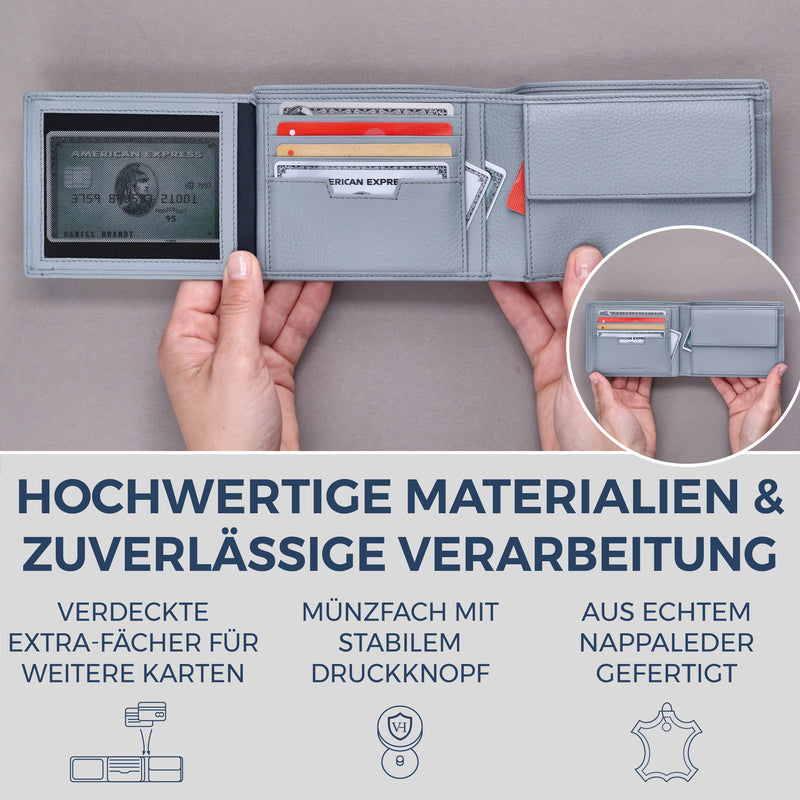 Geldbörse mit RFID-Schutz & 13 Kartenfächer (Genarbt)