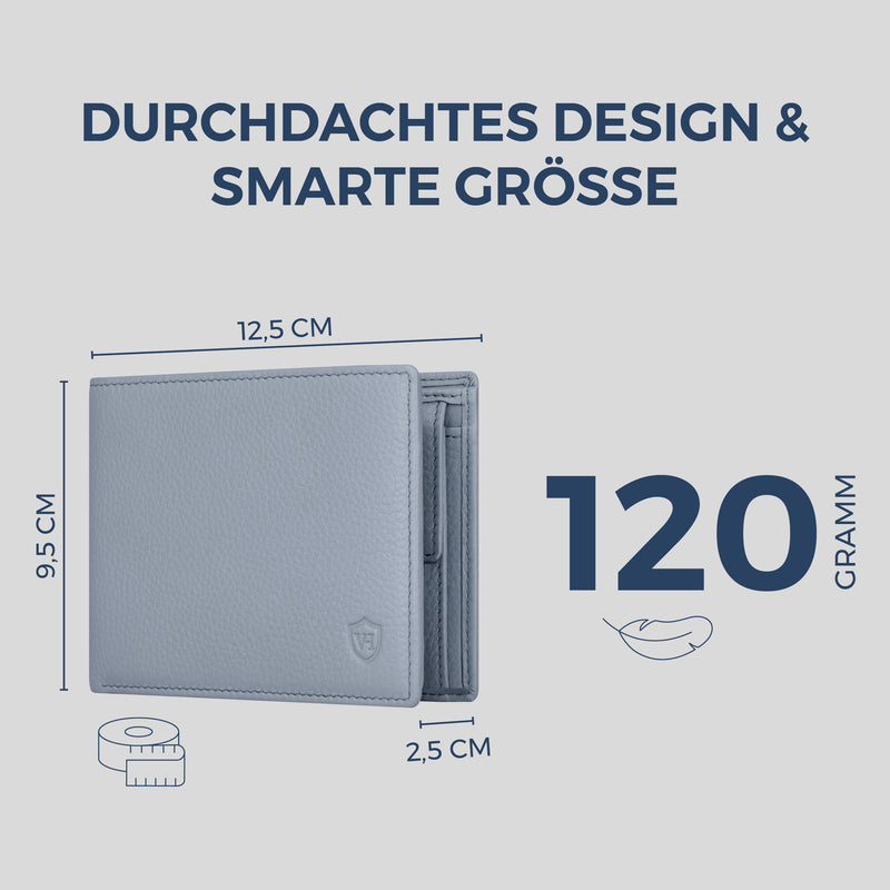 Geldbörse mit RFID-Schutz & 13 Kartenfächer (Genarbt)
