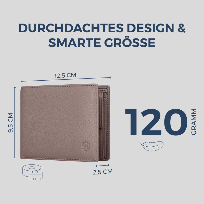 Geldbörse mit RFID-Schutz & 13 Kartenfächer (Genarbt)