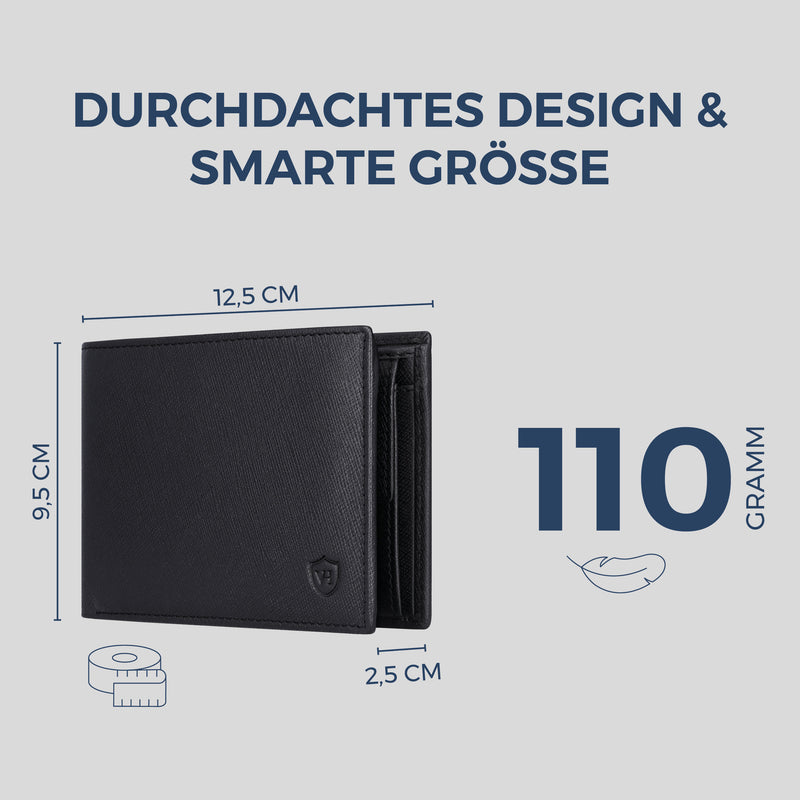 Geldbörse mit RFID-Schutz & 13 Kartenfächer (Saffiano)