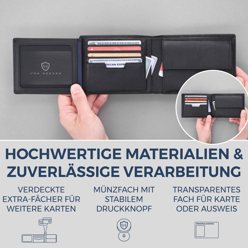 Geldbörse mit RFID-Schutz & 13 Kartenfächer (Waxy)