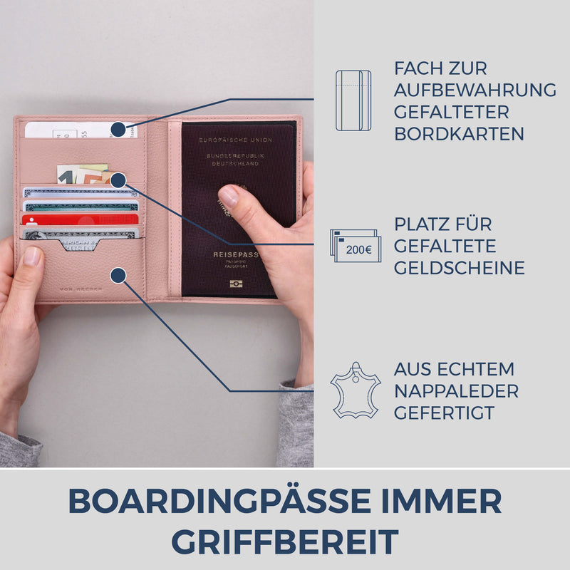 Reisepasshülle mit RFID-Schutz & 4 Kartenfächer (Genarbt)