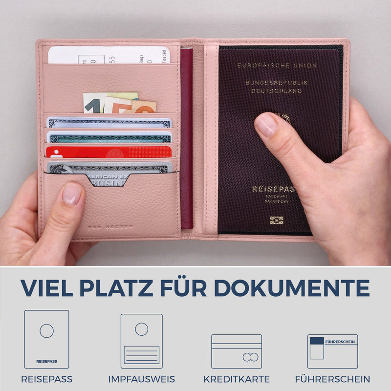 Reisepasshülle mit RFID-Schutz & 4 Kartenfächer (Genarbt)