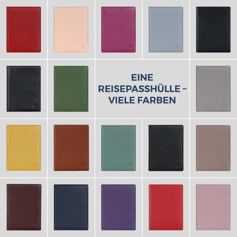 Reisepasshülle mit RFID-Schutz & 4 Kartenfächer (Genarbt)