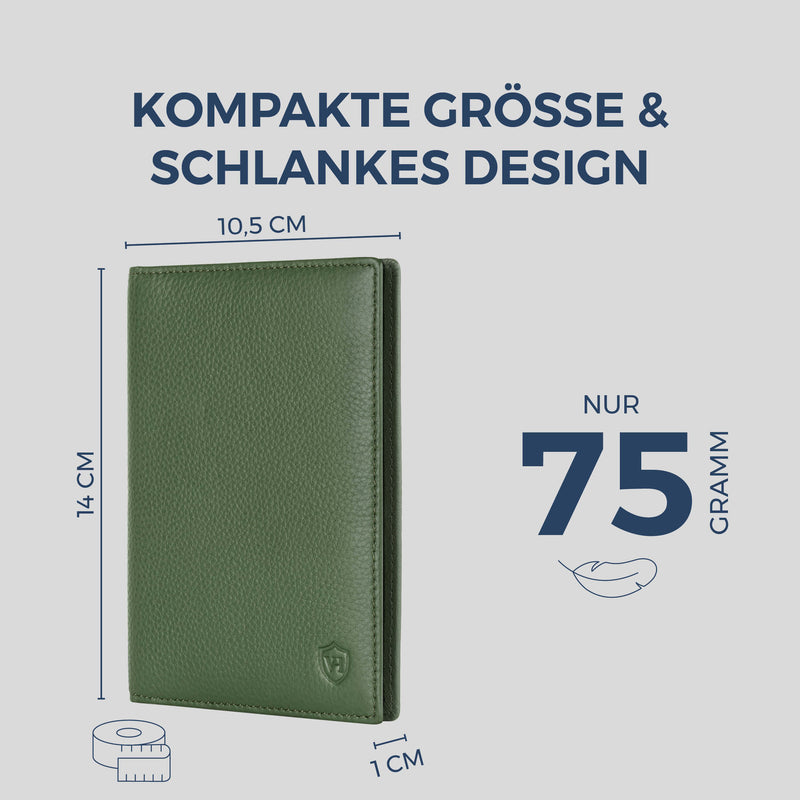 Reisepasshülle mit RFID-Schutz & 4 Kartenfächer (Genarbt)