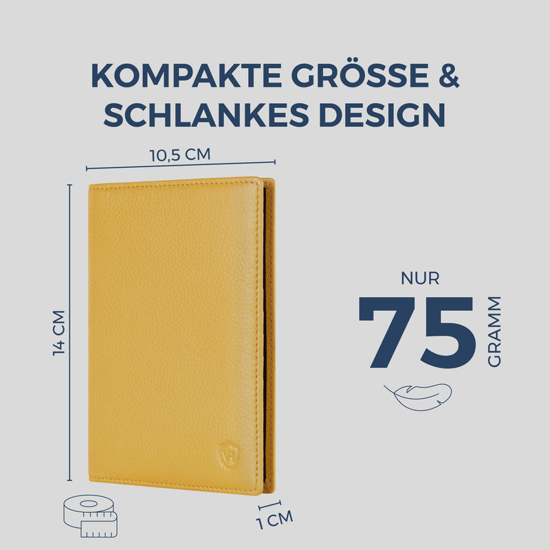 Reisepasshülle mit RFID-Schutz & 4 Kartenfächer (Genarbt)