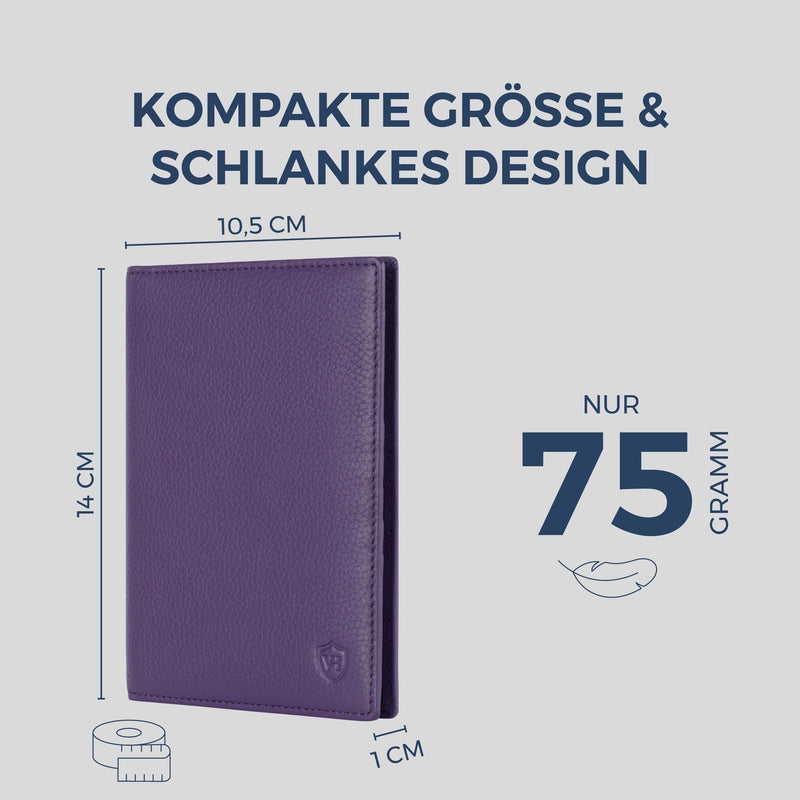Reisepasshülle mit RFID-Schutz & 4 Kartenfächer (Genarbt)