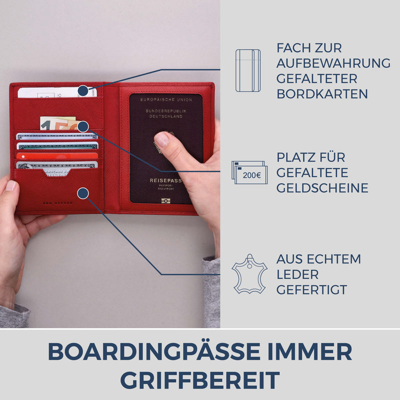 Reisepasshülle mit RFID-Schutz & 4 Kartenfächer (Saffiano)