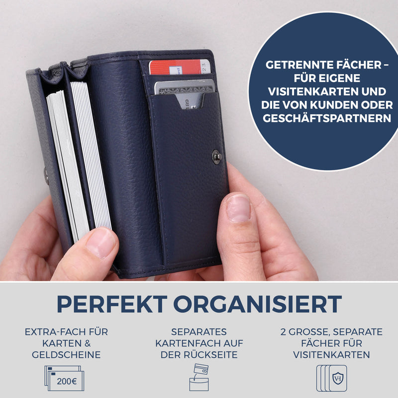 Visitenkartenetui mit RFID-Schutz & 4 Kartenfächer (Genarbt)
