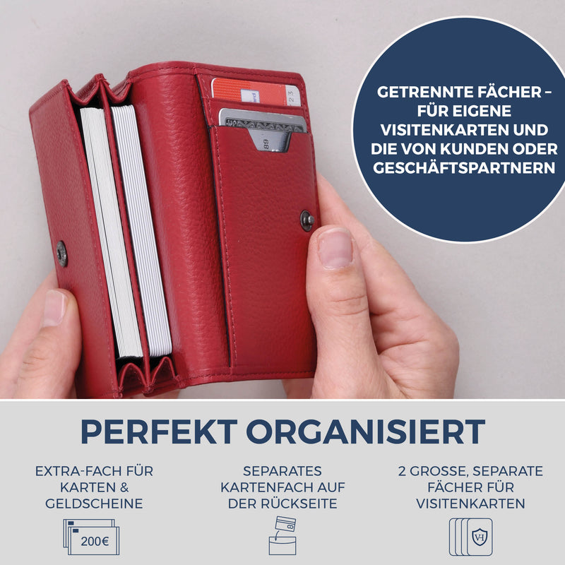 Visitenkartenetui mit RFID-Schutz & 4 Kartenfächer (Genarbt)