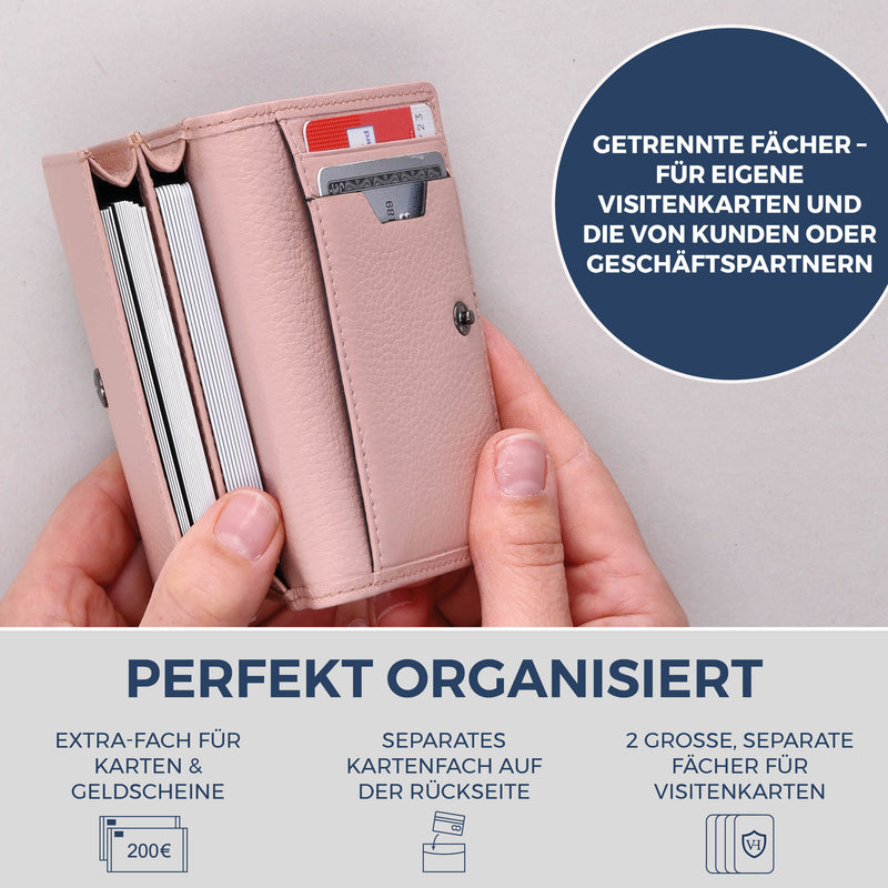 Visitenkartenetui mit RFID-Schutz & 4 Kartenfächer (Genarbt)