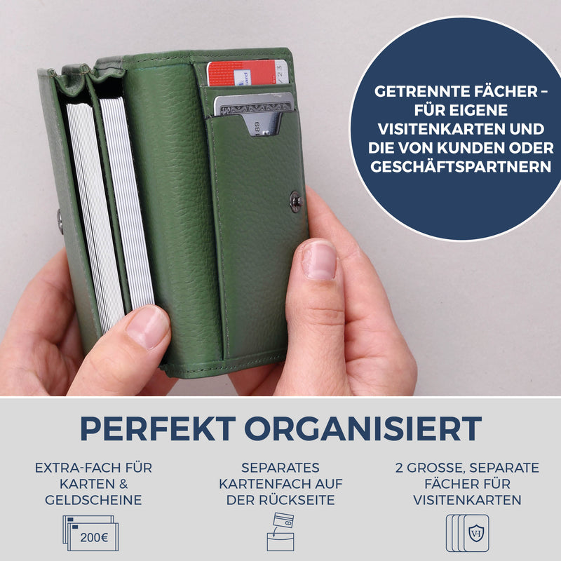 Visitenkartenetui mit RFID-Schutz & 4 Kartenfächer (Genarbt)