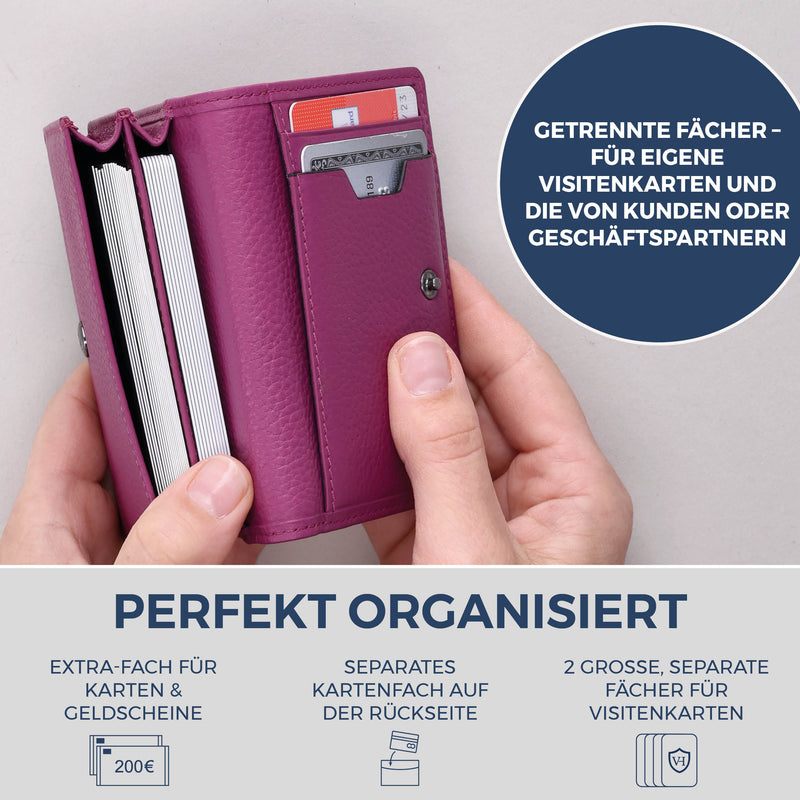 Visitenkartenetui mit RFID-Schutz & 4 Kartenfächer (Genarbt)
