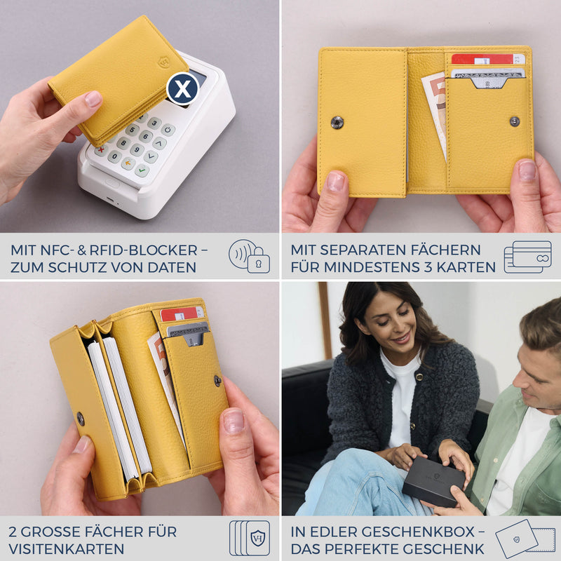 Visitenkartenetui mit RFID-Schutz & 4 Kartenfächer (Genarbt)