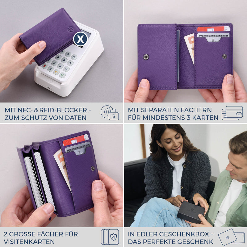 Visitenkartenetui mit RFID-Schutz & 4 Kartenfächer (Genarbt)