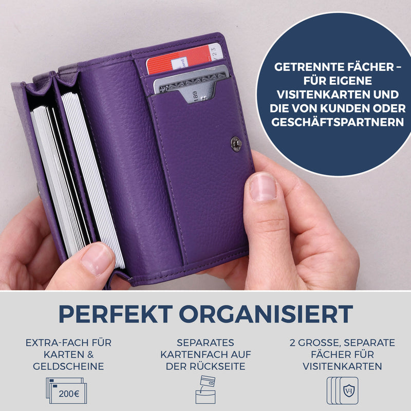 Visitenkartenetui mit RFID-Schutz & 4 Kartenfächer (Genarbt)