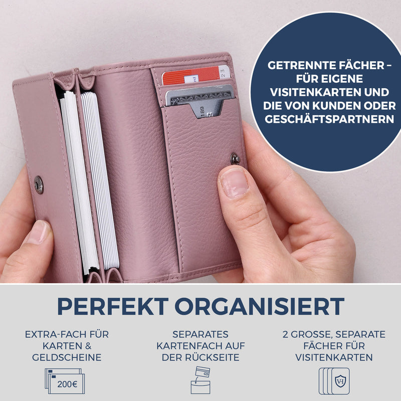 Visitenkartenetui mit RFID-Schutz & 4 Kartenfächer (Genarbt)