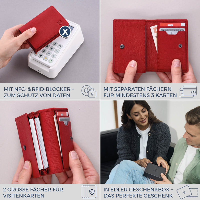 Visitenkartenetui mit RFID-Schutz & 4 Kartenfächer (Saffiano)