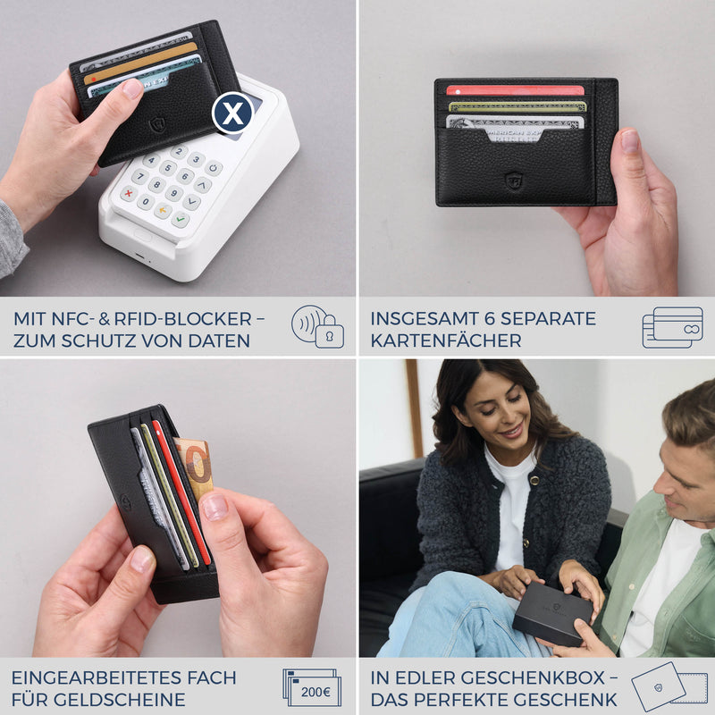 Kartenetui mit RFID-Schutz & 8 Kartenfächer (Genarbt)