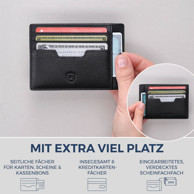 Kartenetui mit RFID-Schutz & 8 Kartenfächer (Genarbt)