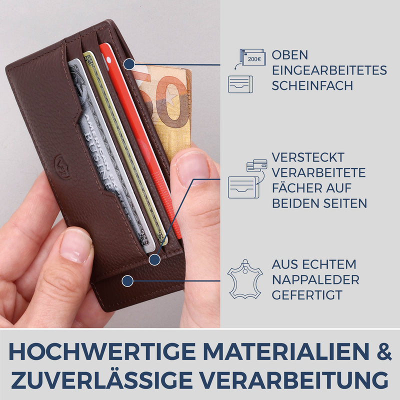 Kartenetui mit RFID-Schutz & 8 Kartenfächer (Genarbt)