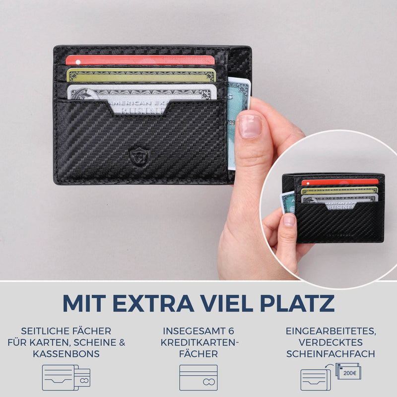Kartenetui mit RFID-Schutz & 8 Kartenfächer (Carbon)