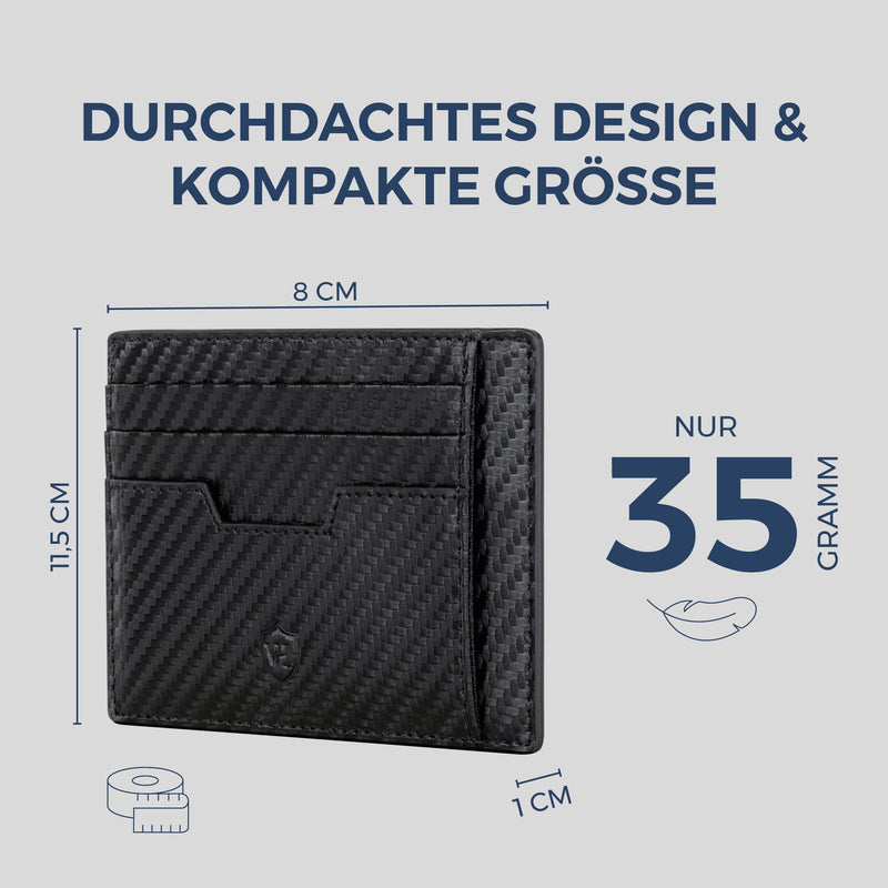 Kartenetui mit RFID-Schutz & 8 Kartenfächer (Carbon)