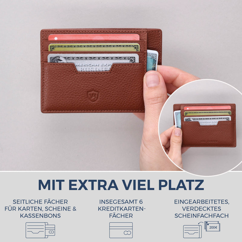 Kartenetui mit RFID-Schutz & 8 Kartenfächer (Genarbt)
