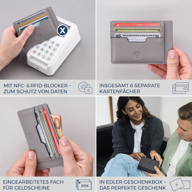 Kartenetui mit RFID-Schutz & 8 Kartenfächer (Genarbt)