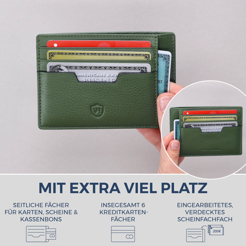 Kartenetui mit RFID-Schutz & 8 Kartenfächer (Genarbt)