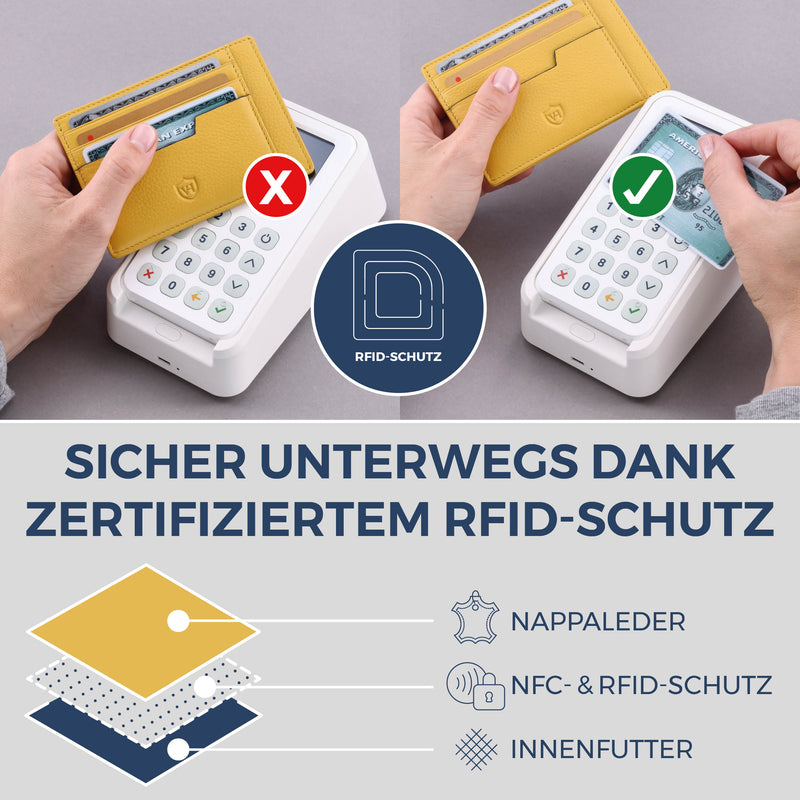 Kartenetui mit RFID-Schutz & 8 Kartenfächer (Genarbt)