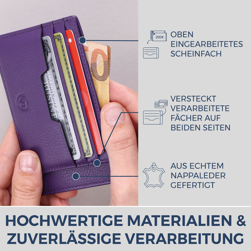 Kartenetui mit RFID-Schutz & 8 Kartenfächer (Genarbt)