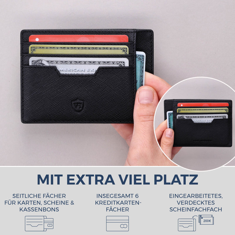 Kartenetui mit RFID-Schutz & 8 Kartenfächer (Saffiano)