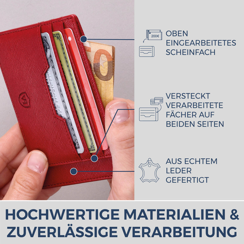 Kartenetui mit RFID-Schutz & 8 Kartenfächer (Saffiano)
