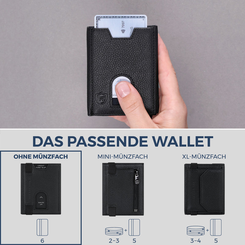 Slim Wallet mit RFID-Schutz & 6 Kartenfächer (Genarbt)