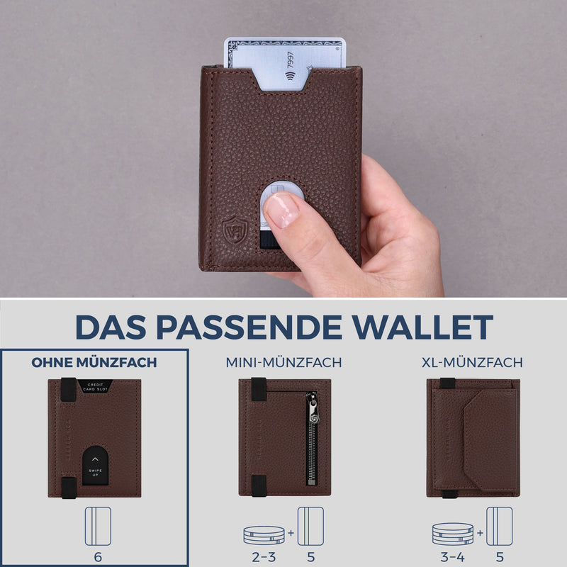 Slim Wallet mit RFID-Schutz & 6 Kartenfächer (Genarbt)