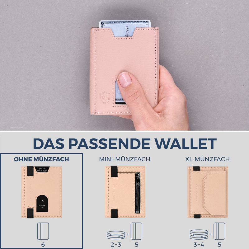 Slim Wallet mit RFID-Schutz & 6 Kartenfächer (Genarbt)
