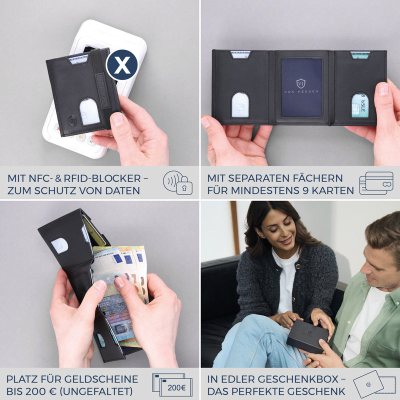 Slim Wallet mit RFID-Schutz & 6 Kartenfächer (Waxy)
