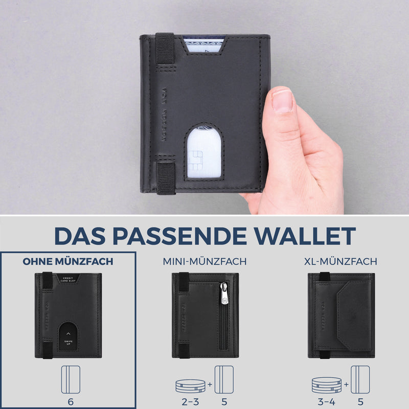 Slim Wallet mit RFID-Schutz & 6 Kartenfächer (Waxy)
