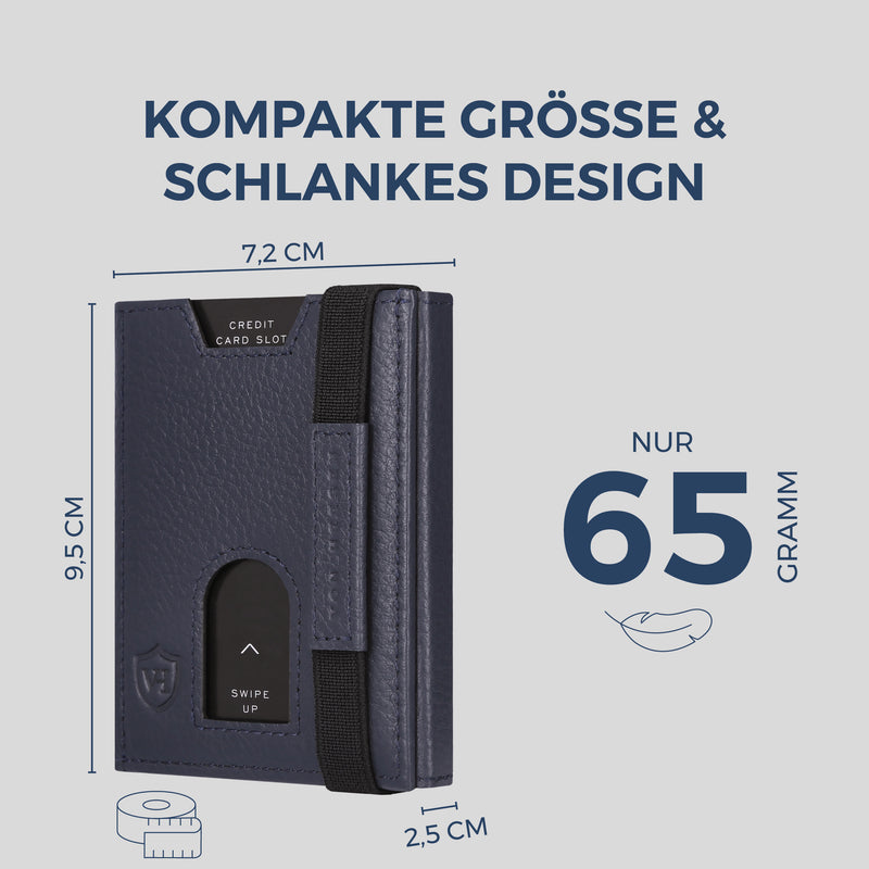 Slim Wallet mit RFID-Schutz, 5 Kartenfächer & XL-Münzfach (Genarbt)