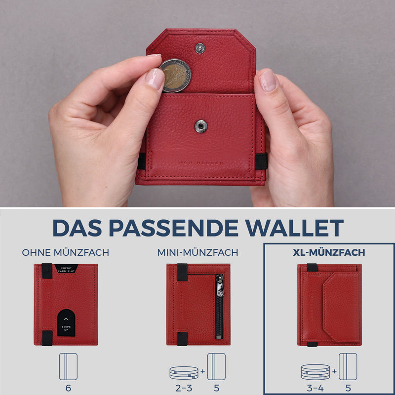Slim Wallet mit RFID-Schutz, 5 Kartenfächer & XL-Münzfach (Genarbt)