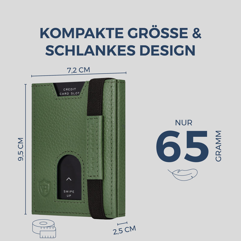 Slim Wallet mit RFID-Schutz, 5 Kartenfächer & XL-Münzfach (Genarbt)