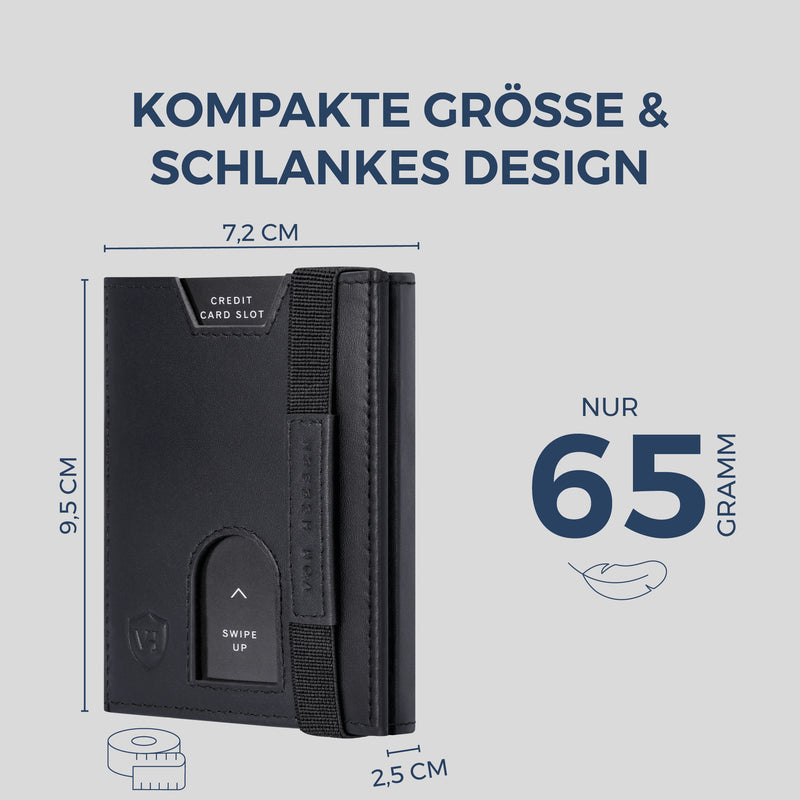 Slim Wallet mit RFID-Schutz, 5 Kartenfächer & XL-Münzfach (Glatt)