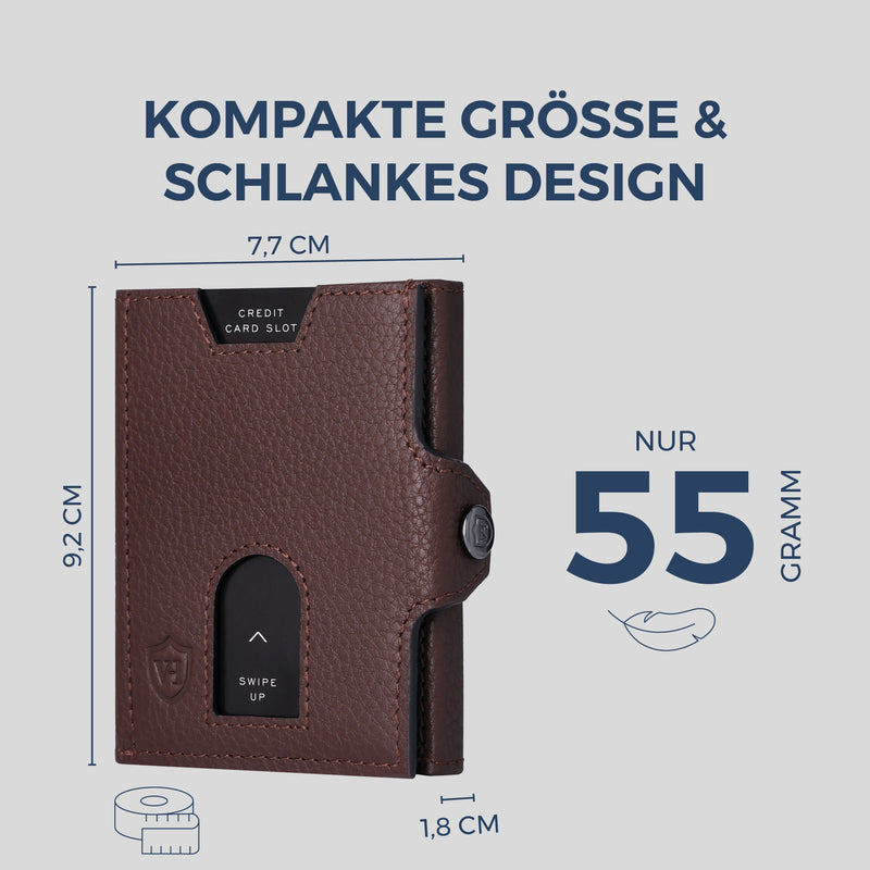 Slim Wallet mit RFID-Schutz & 6 Kartenfächer (Genarbt)